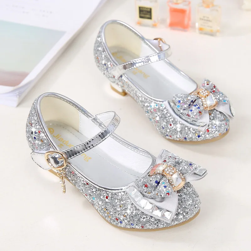 Prinzessin Kinder Lederschuhe für Mädchen Blume Casual Glitzer 4