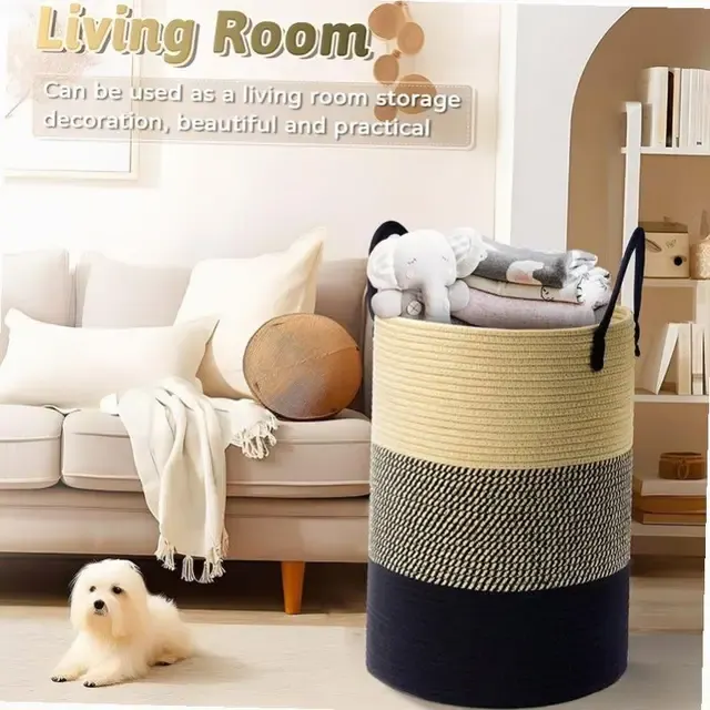 Double-Layer Rattan Storage Basket Set 4