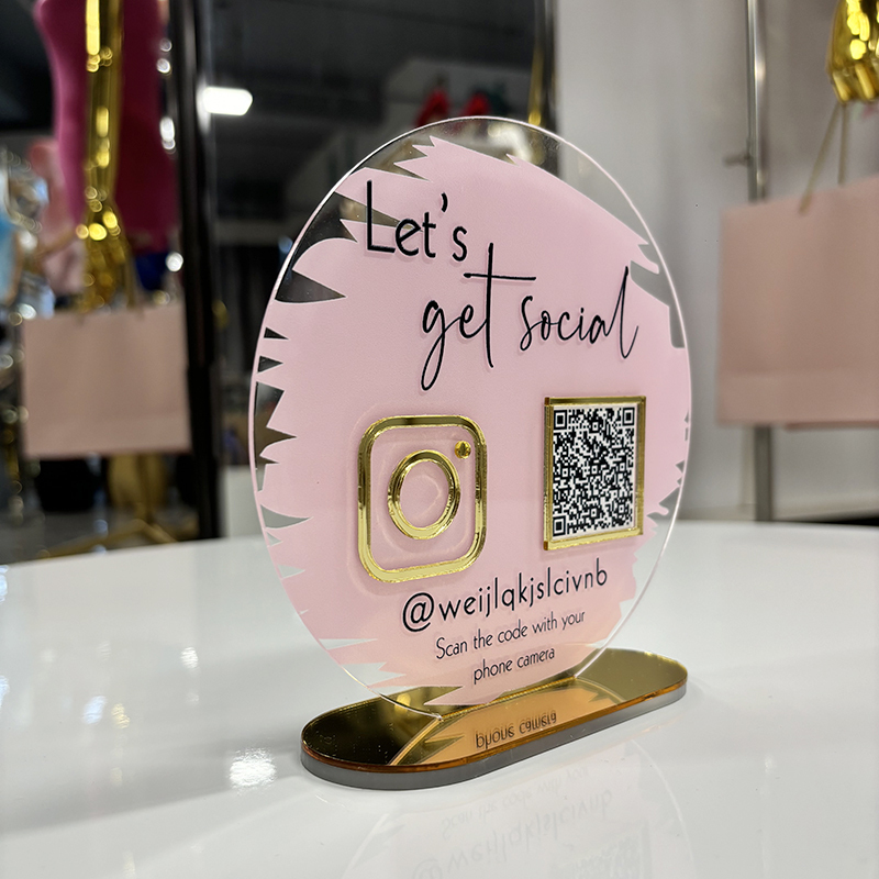 Acrylic Tabletop Mirror Social Media Sign