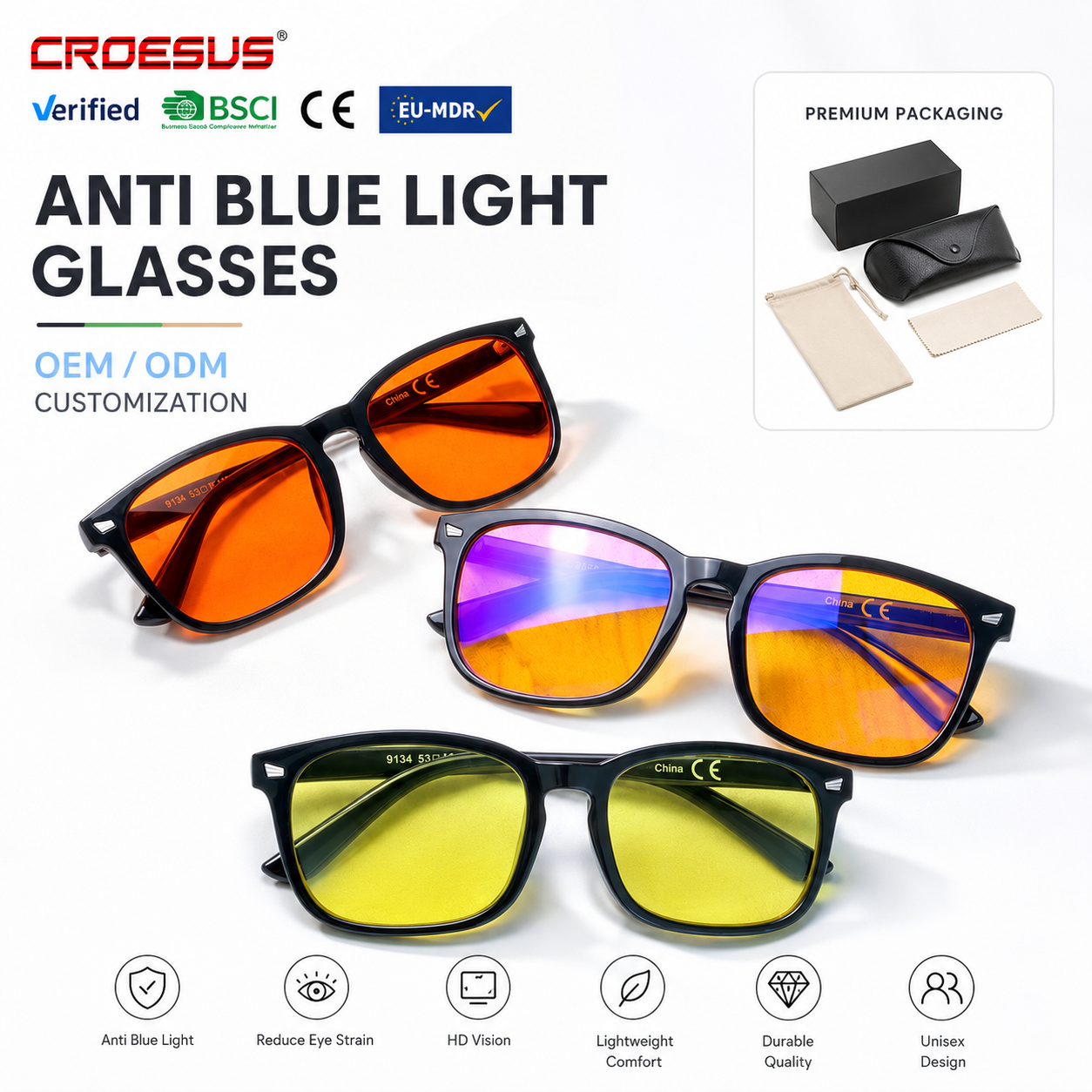 Lightweight Rectangle Unisex Blue Light Glasses