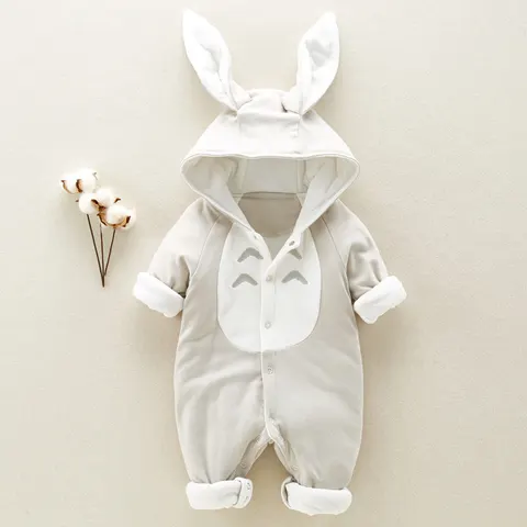 The Cotton Padded Baby Romper Thickened Chinchilla Hooded
