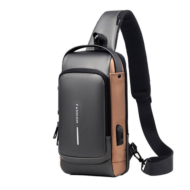 Anti-Theft Men's Nylon Chest Bag USB 4