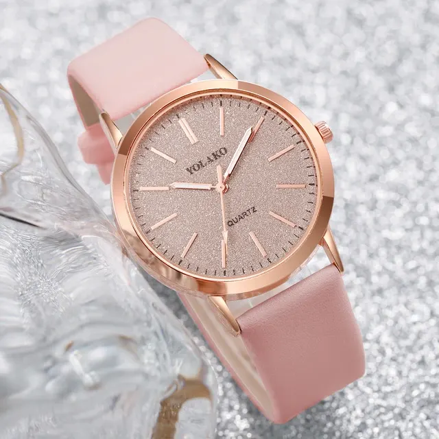 Matte Dial Leather Strap Women's Watch 2
