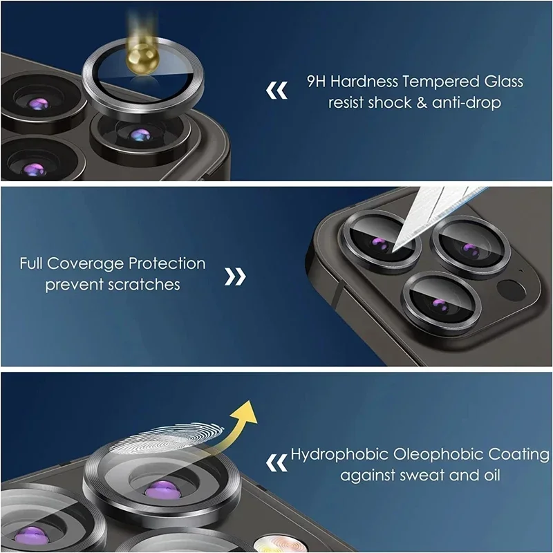 3-Piece Metal Camera Lens Protector Set for iPhone 4