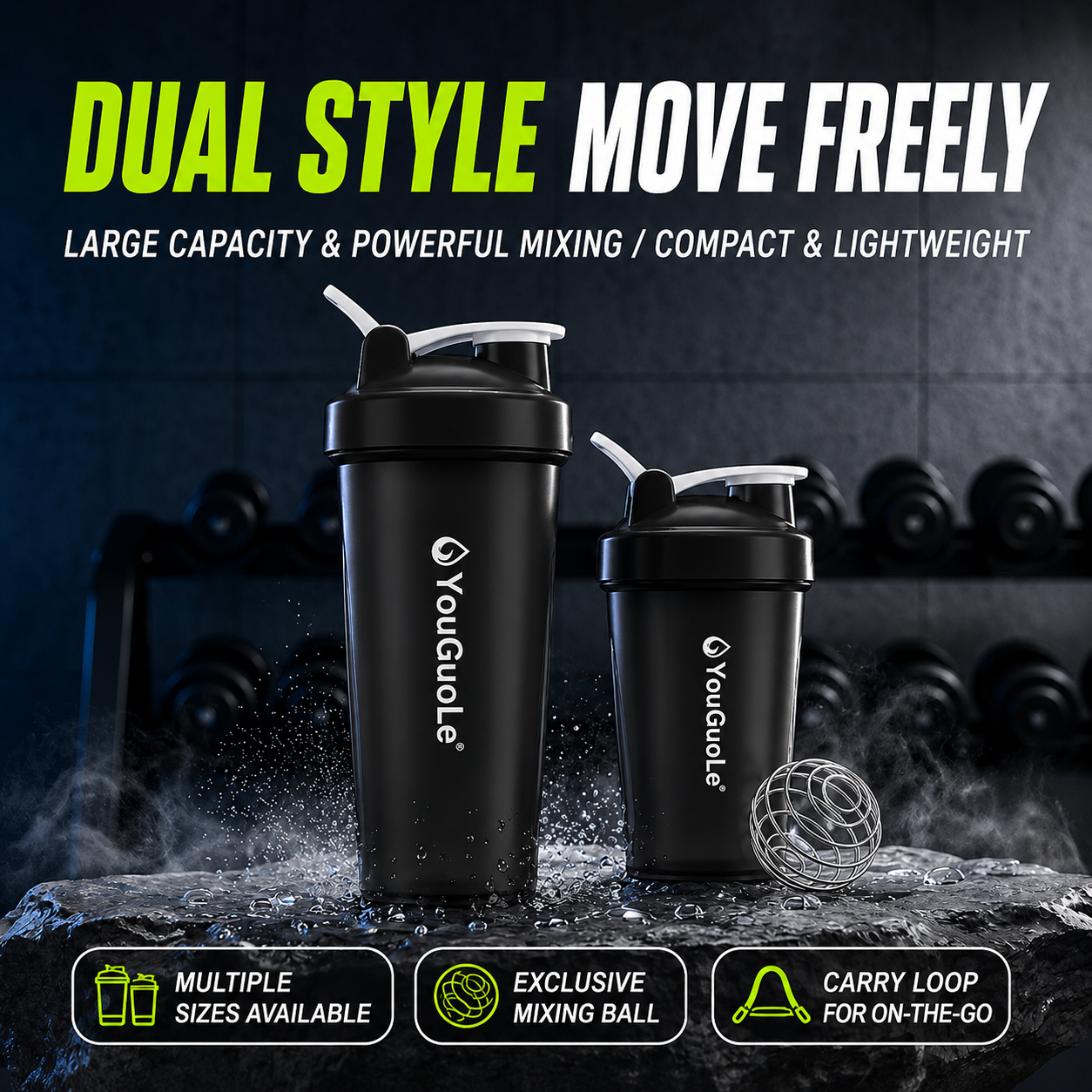 Print 20oz Gym Shaker Bottle Clear Matte Finish 3