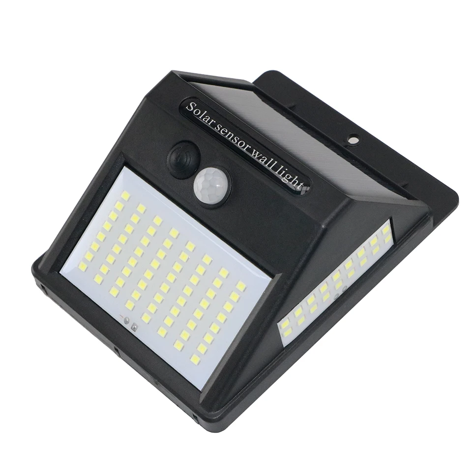PIR-Bewegungssensor 100LED Sonnenlichtsteuerung 3-Seitige Solarenergie-Straßenlaterne Hof-Wegeleuchte Haus-Garten Solarlampe 2