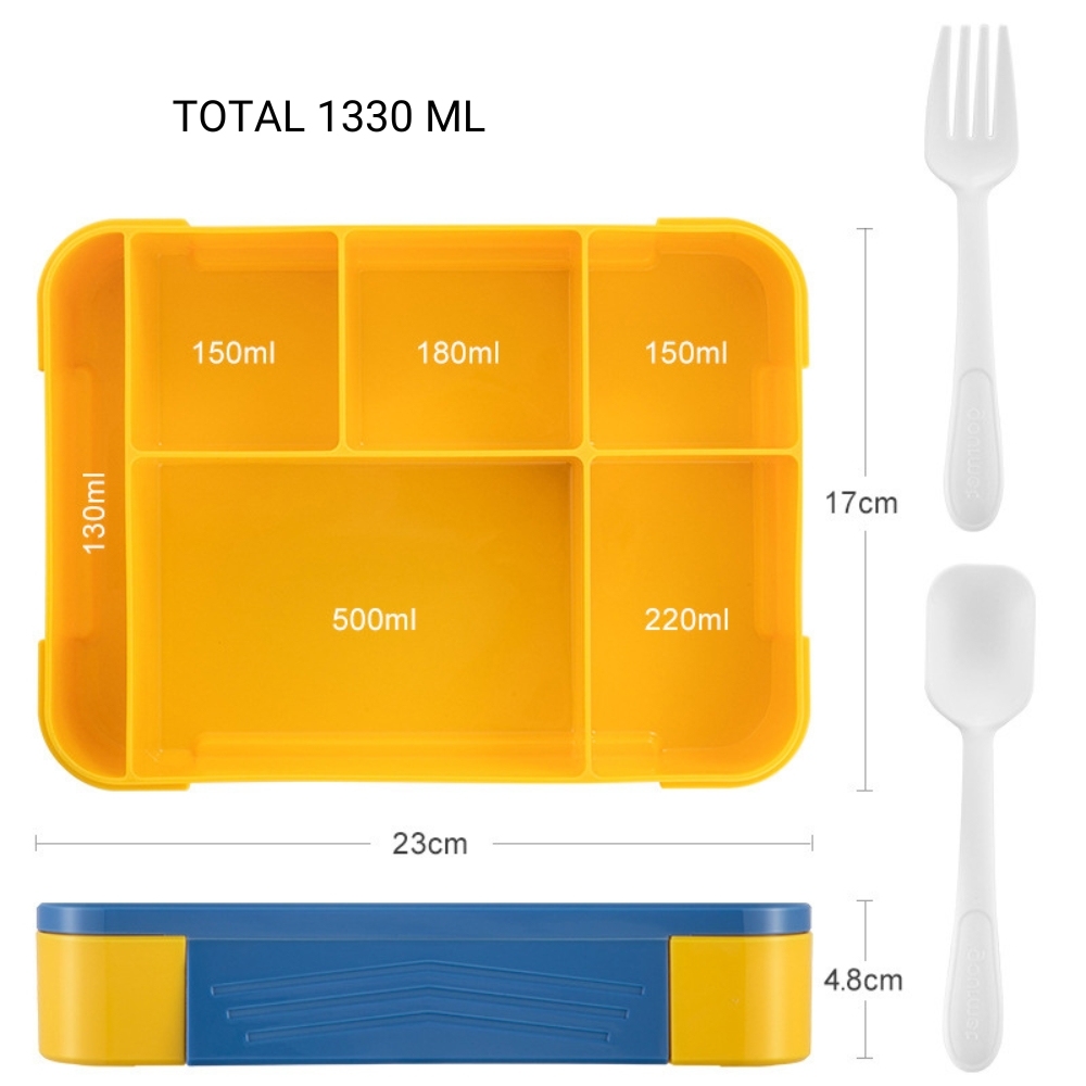 Silicone Bento Lunch Box with Spoon and Fork 3