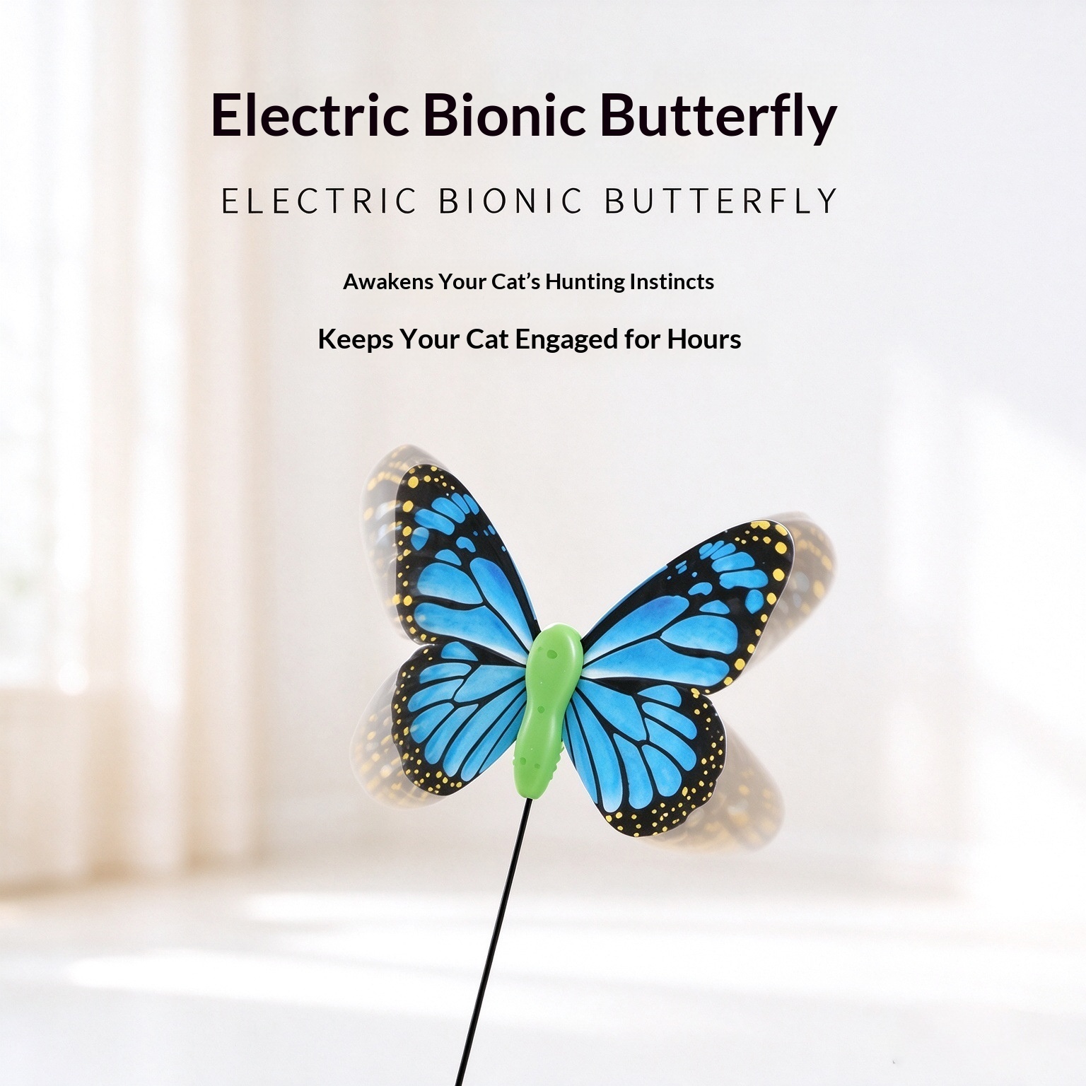 Rechargeable Electric Butterfly Cat Teaser Wand 3