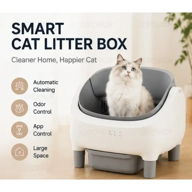 Intelligente Katzentoilette Selbstreinigend Offenes Design Große Kapazität Verbindet 2