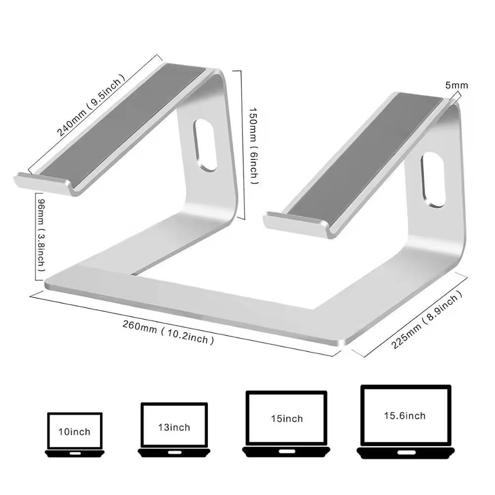 Ergonomic Aluminum Laptop Stand Adjustable 10-15.6 Inch 2