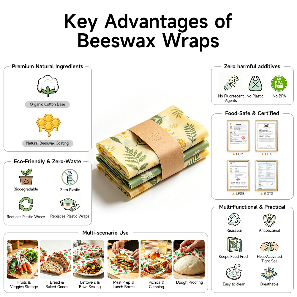 Reusable Beeswax Sandwich Wrap Organic Cotton Food Sustainable 4