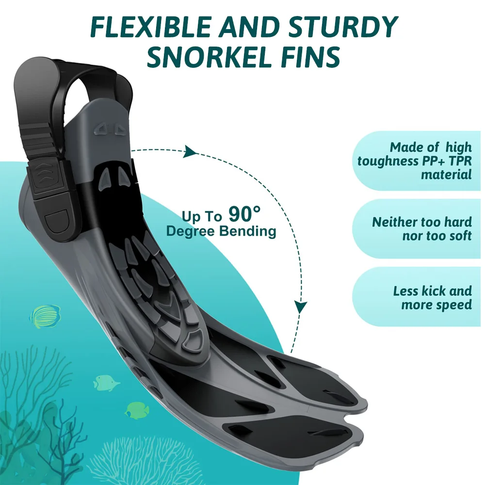 Short Silicone Snorkel Fins, Travel Size 3