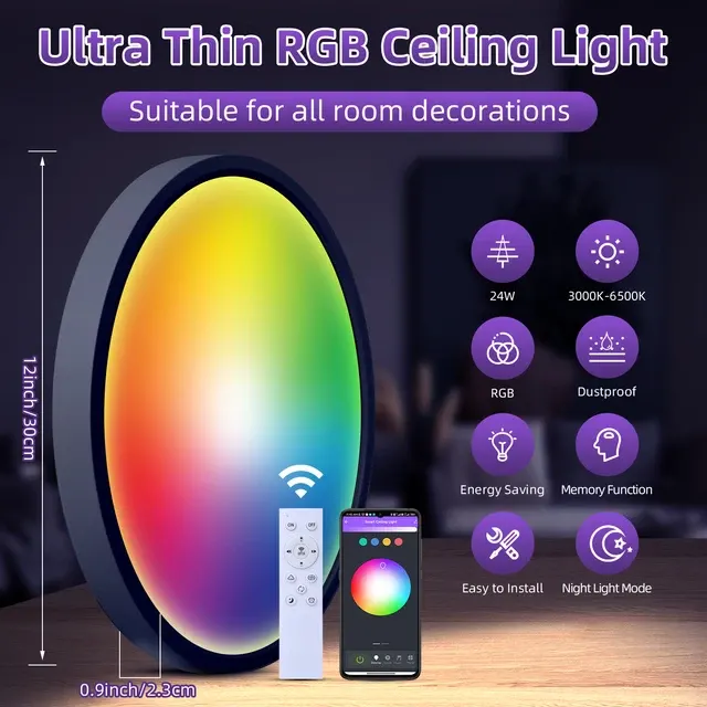 LED Smart Fernbedienbare Dimmbare LED-Deckenleuchte RGB Tuya Beleuchtung 2