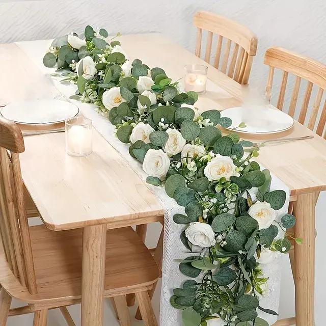 70-Inch Eucalyptus and Rose Artificial Garland 2
