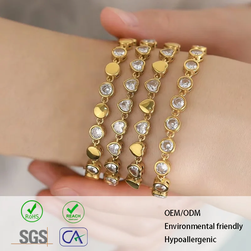 Stainless Steel Tennis Bracelet with Zircon