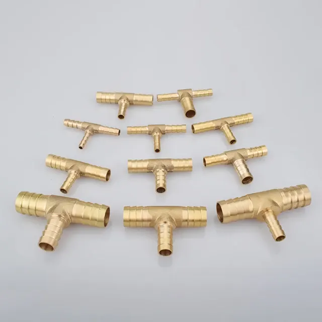 Brass T-Connector Hose Barb Water Gas Fitting 2