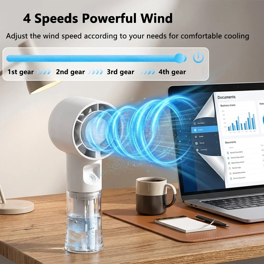 Tragbarer Mini-Luftbefeuchter-Sprühventilator Handventilator mit Wassernebel Wiederaufladbarer Persönlicher Kleiner 3