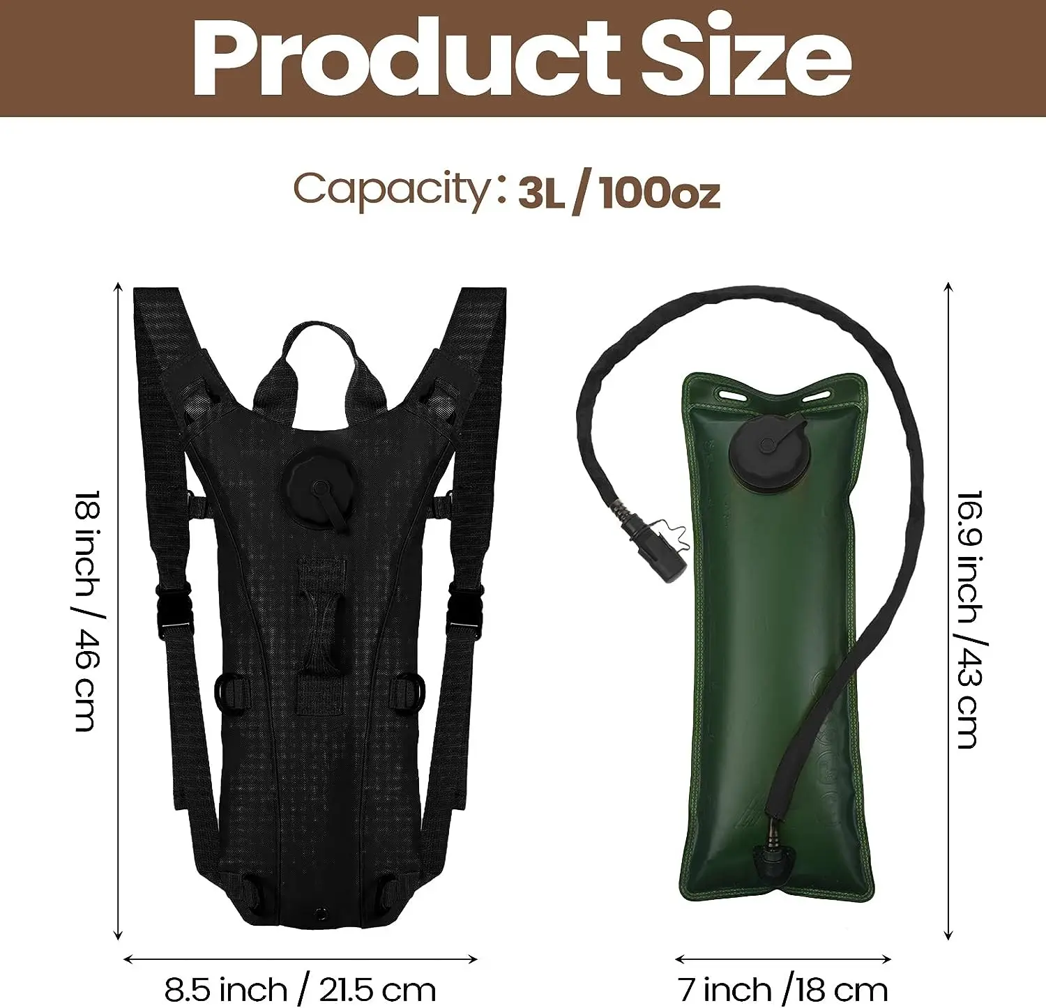 Sport-Trinkrucksack Rucksack Wasserdichter Nylon-Wasserbeutel mit 3-Liter-Blase zum Wandern 2