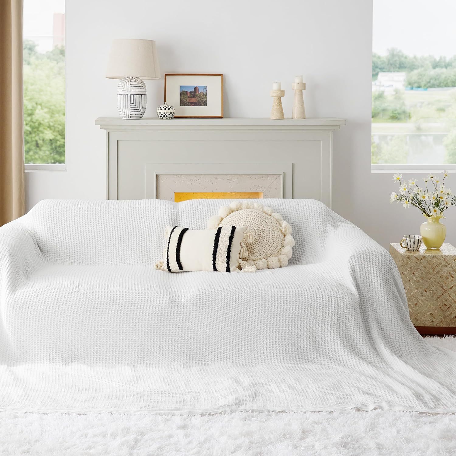 White Waffle Cotton Blanket 4