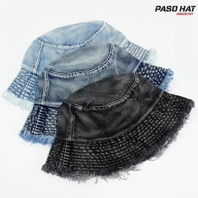 Distressed-Denim-Fischerhut aus Baumwolle 1