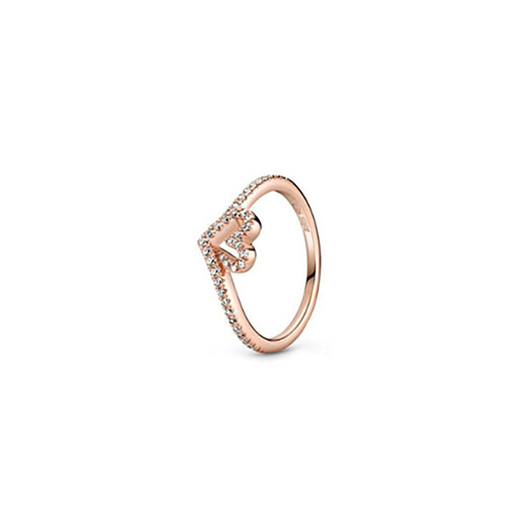 Sterling Silver Ring Rose Gold Solitaire Epoxy Love