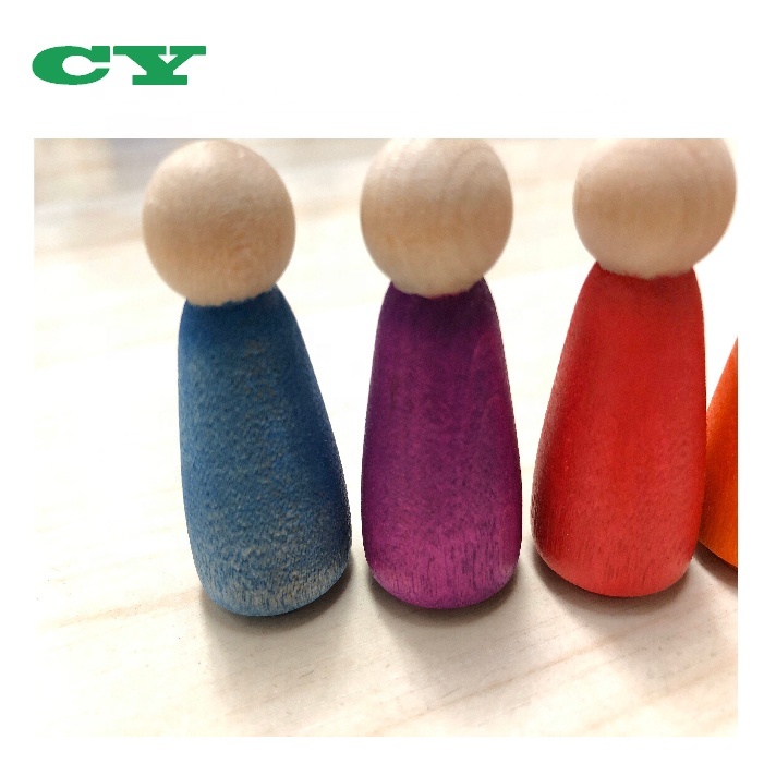 Regenbogen-Holzsteckpuppen 6er Set 2