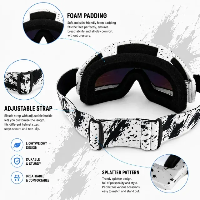 Skibrille Geeignet zum Skifahren und Snowboarden Motorradbrille für 4