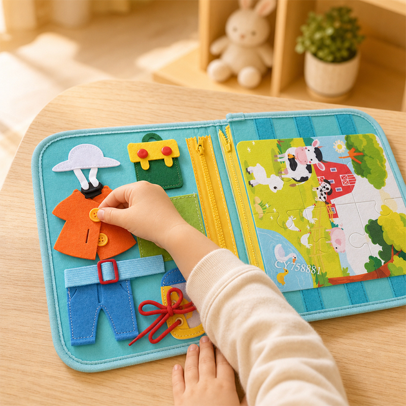 Montessori Filz Beschäftigungstafel Tasche für Kleinkinder 4