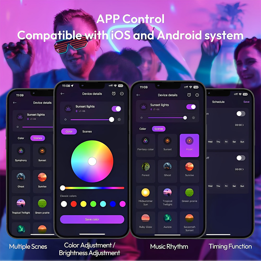 Modern Black Sunset Lamp Projector APP Control-21 Changing 2