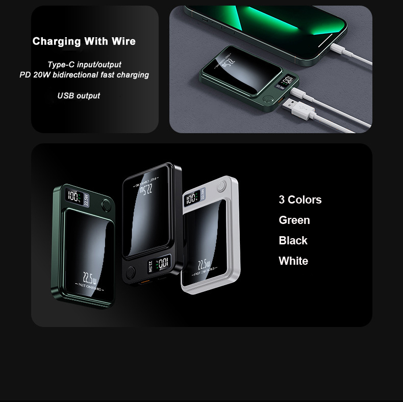 Ultra-Thin Magnetic 22.5W Power Bank 5000mAh Wireless Portable 4
