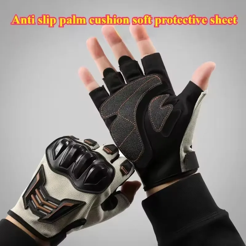 Atmungsaktive Motorradhandschuhe Halber Finger Verschleißfest Rutschfest Racing für 3