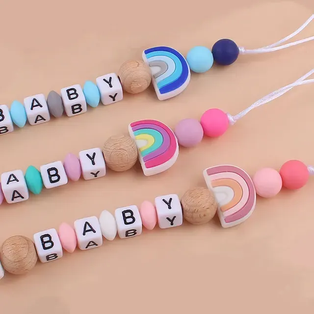Rainbow Beech Wood Pacifier Chain 4