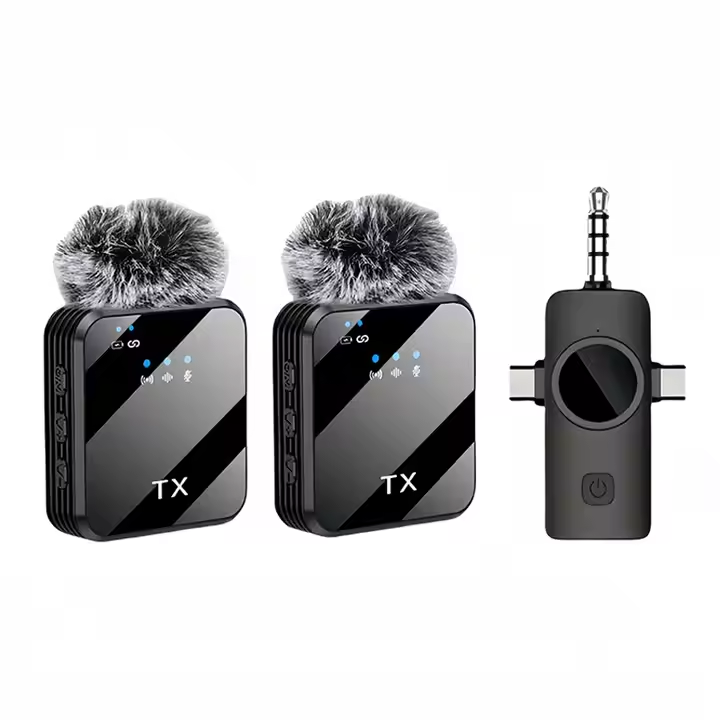 Condenser Microphone Wireless Lavalier Mic With Wind Sleeve