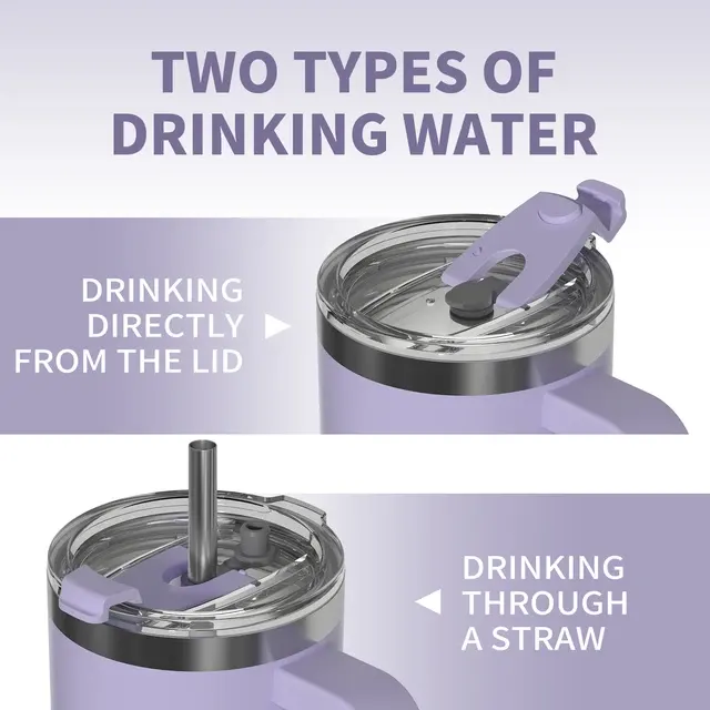 WATERSY Großvolumiger 30 40oz Edelstahl-Becher mit Griff und 3