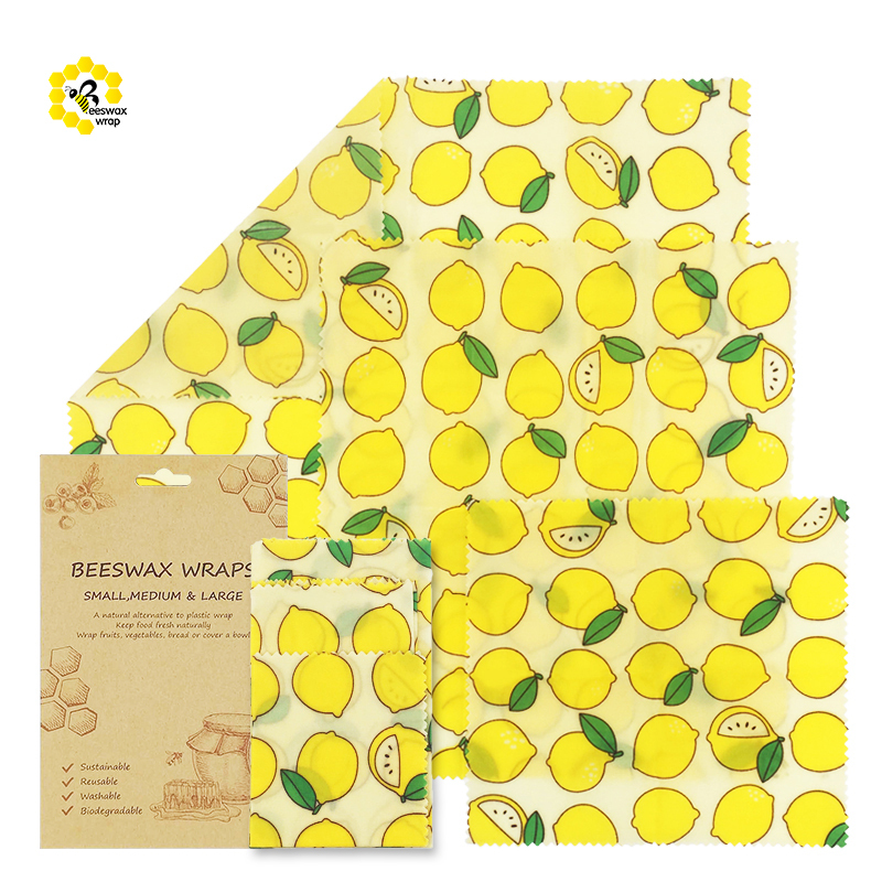 3 Pack Biodegradable Beeswax Wrap Natural Environmental Friendly 4