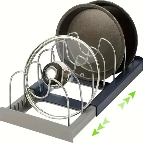 Erweiterbares Aufbewahrungsregal aus Edelstahl Küchenschrankhalter für Pfanne Topfdeckel