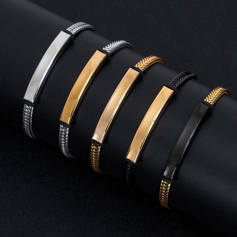Trendy Hip-hop Punk Titanium Steel Bracelet Gift Engraved