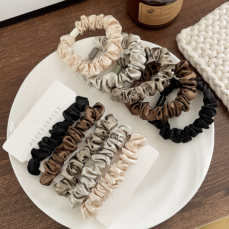 Solid Color Satin Hair Scrunchies 5-Pack 3