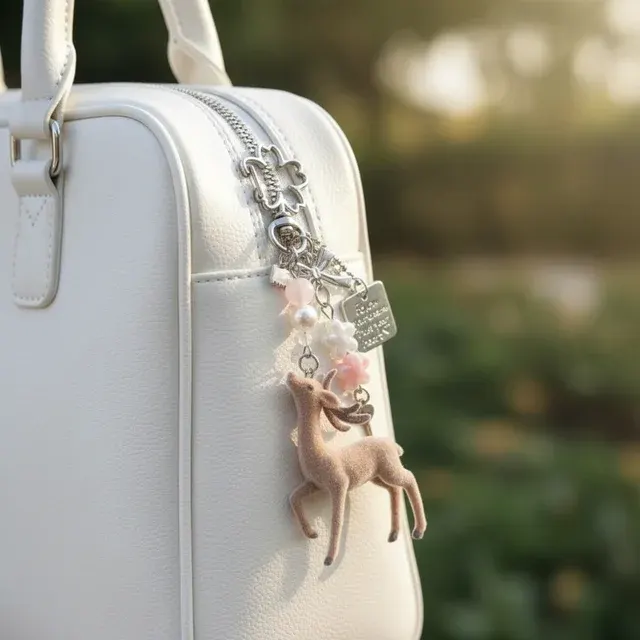 Portable Deer Keychain with Beads 1