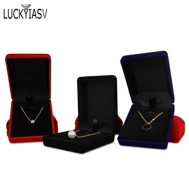 Großhandel Anhänger Halskette Kette Aufbewahrungspaket Geschenkbox Weich Schwarz 3