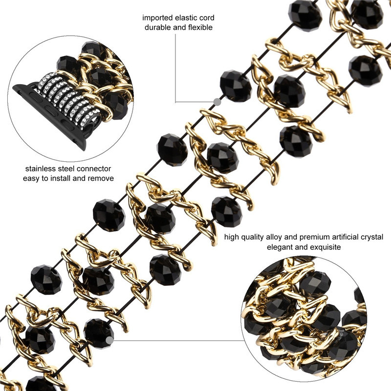 Fashion Watch Band Beaded Gemstone Bracelet for Apple 4