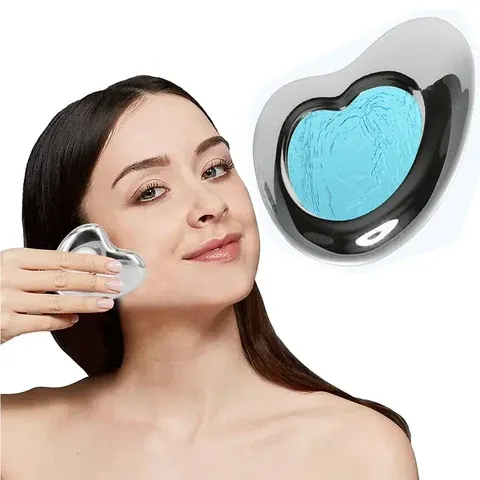Gua Sha Board Eiskugeln für Gesichtsbehandlungen Edelstahl-Eisroller Gesicht