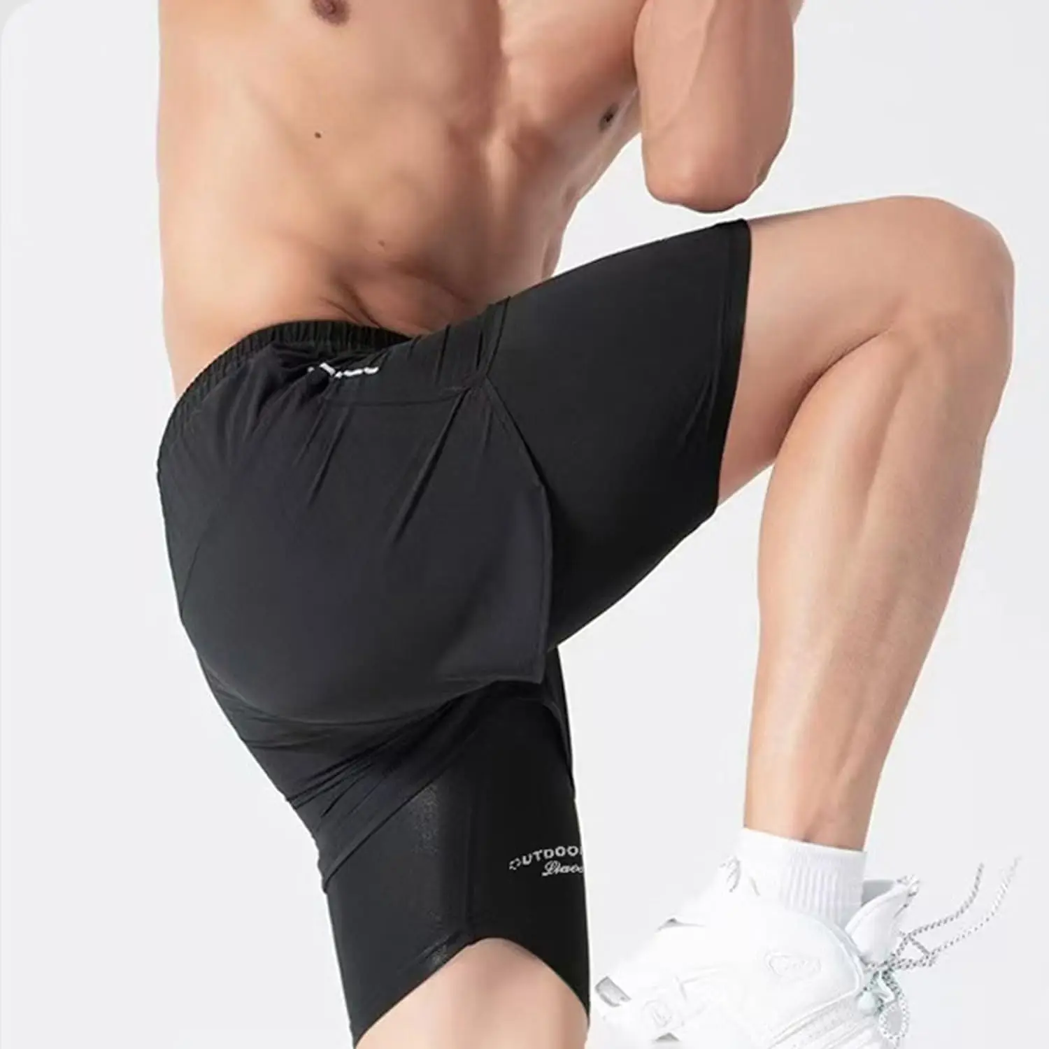 Herren Badeshorts Schnelltrocknend Sportshorts mit Kompressionsfutter für Strand 3