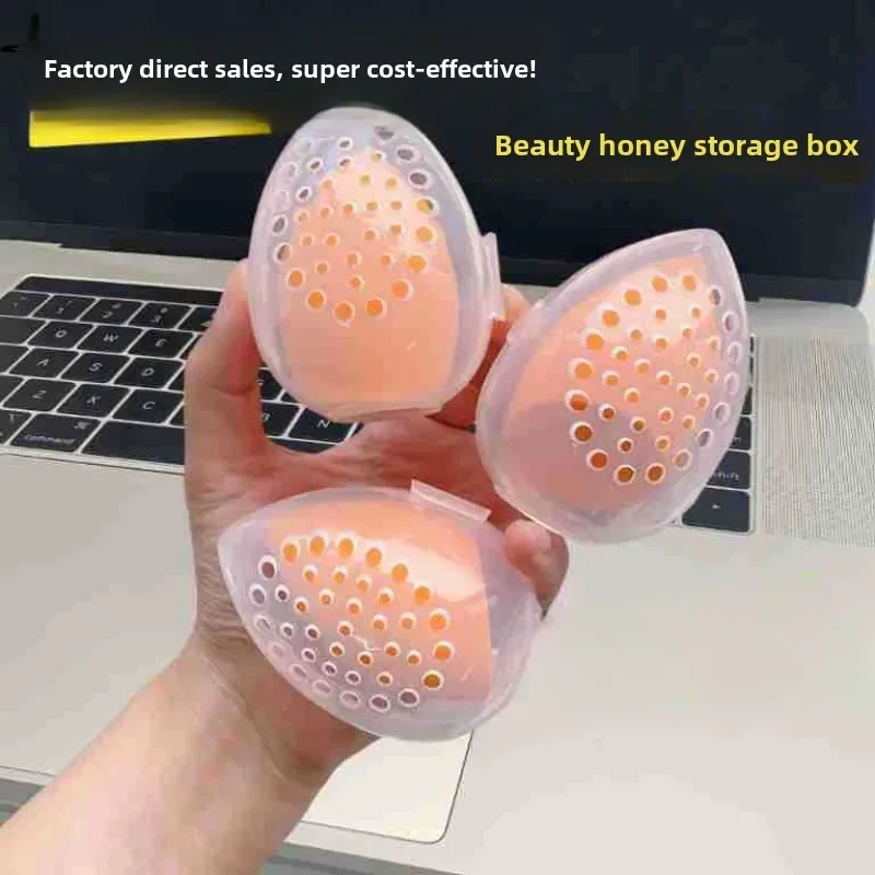 Tragbare Leere Make-Up Schwamm Lagerung Box Kunststoff Eiförmigen 3