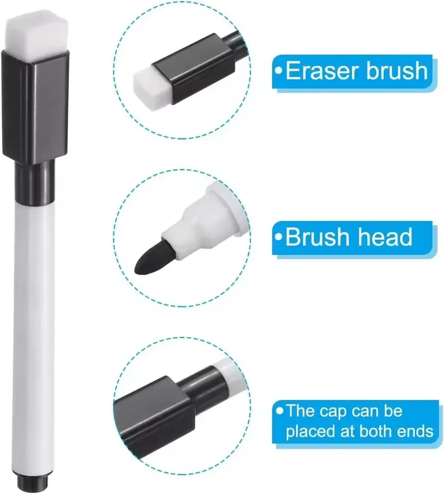 Magnetische Schwarze Whiteboard-Marker mit Radierkappe Trocken Abwischbare Marker 4