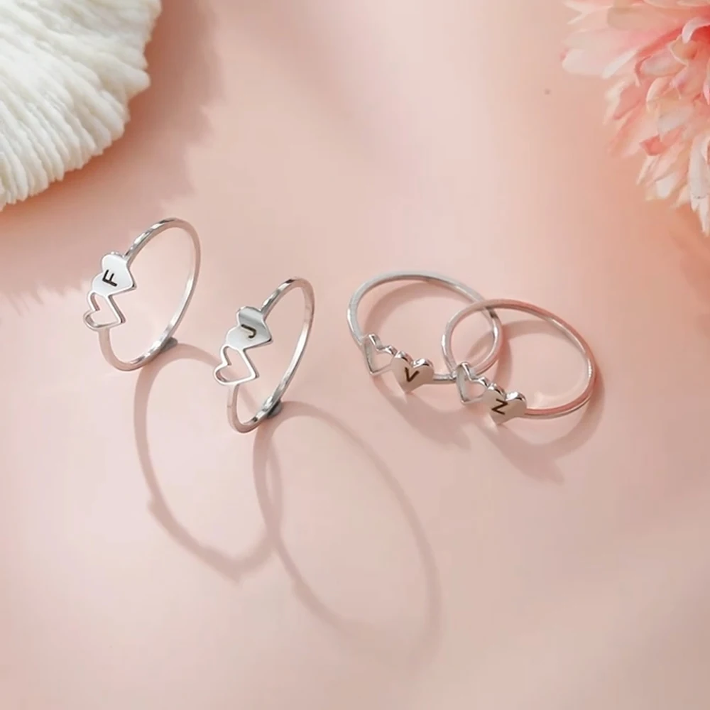 COOLTIME Ring mit Anfangsbuchstaben für Damen Edelstahl A-Z 3