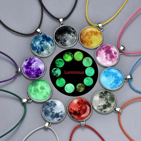 Round Starry Sky Glow Pendant Necklace