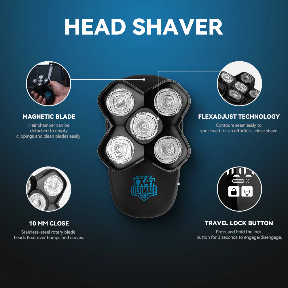 Men's 4-in-1 Electric Shaver LED Rechargeable Razor Full 3