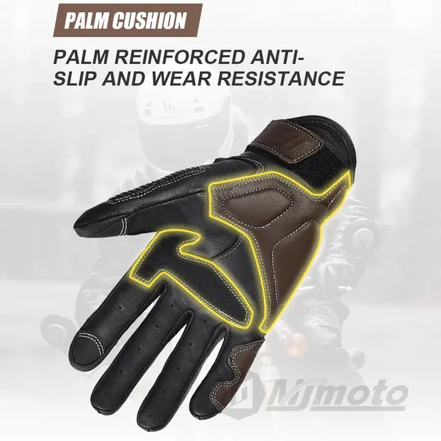 Perforated Retro Leather Motorcycle Gloves 2