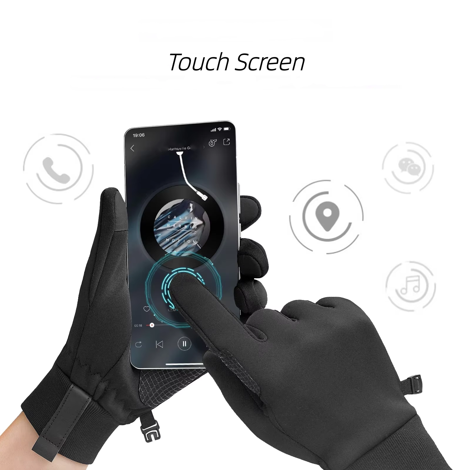 Full Finger Polyester Touchscreen Anti Slip Windproof Waterproof 3